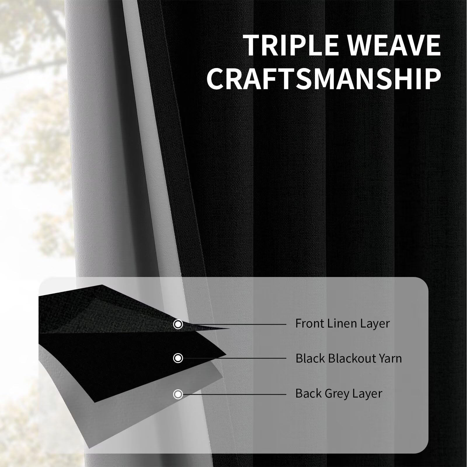 CUCRAF 100% Blackout Back Tab and Rod Pocket Curtains 84 Inch Length 2 Panels Se