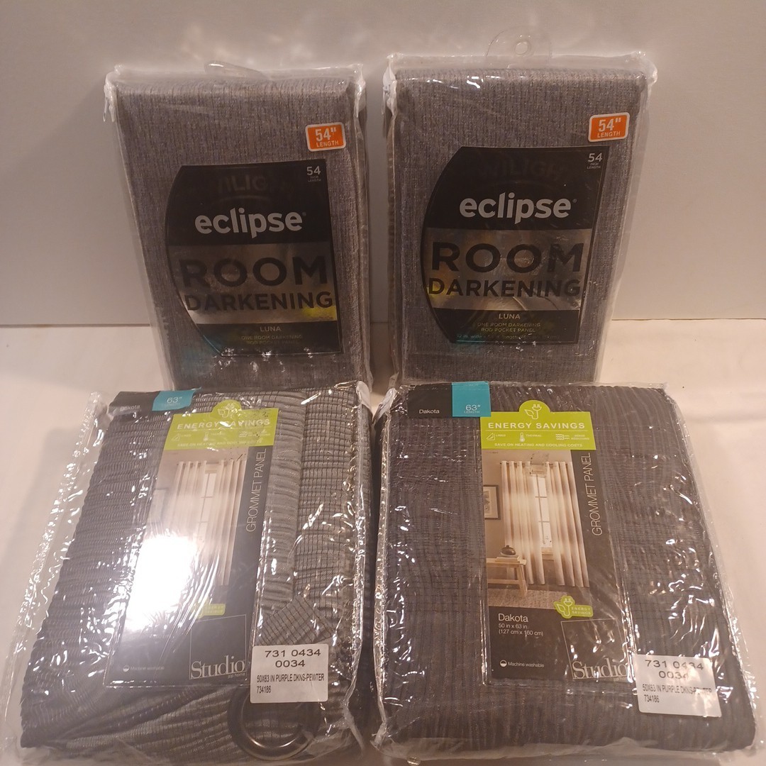 JC Penney Home Room Darkening Blackout Curtain Panel Lot Of 4
