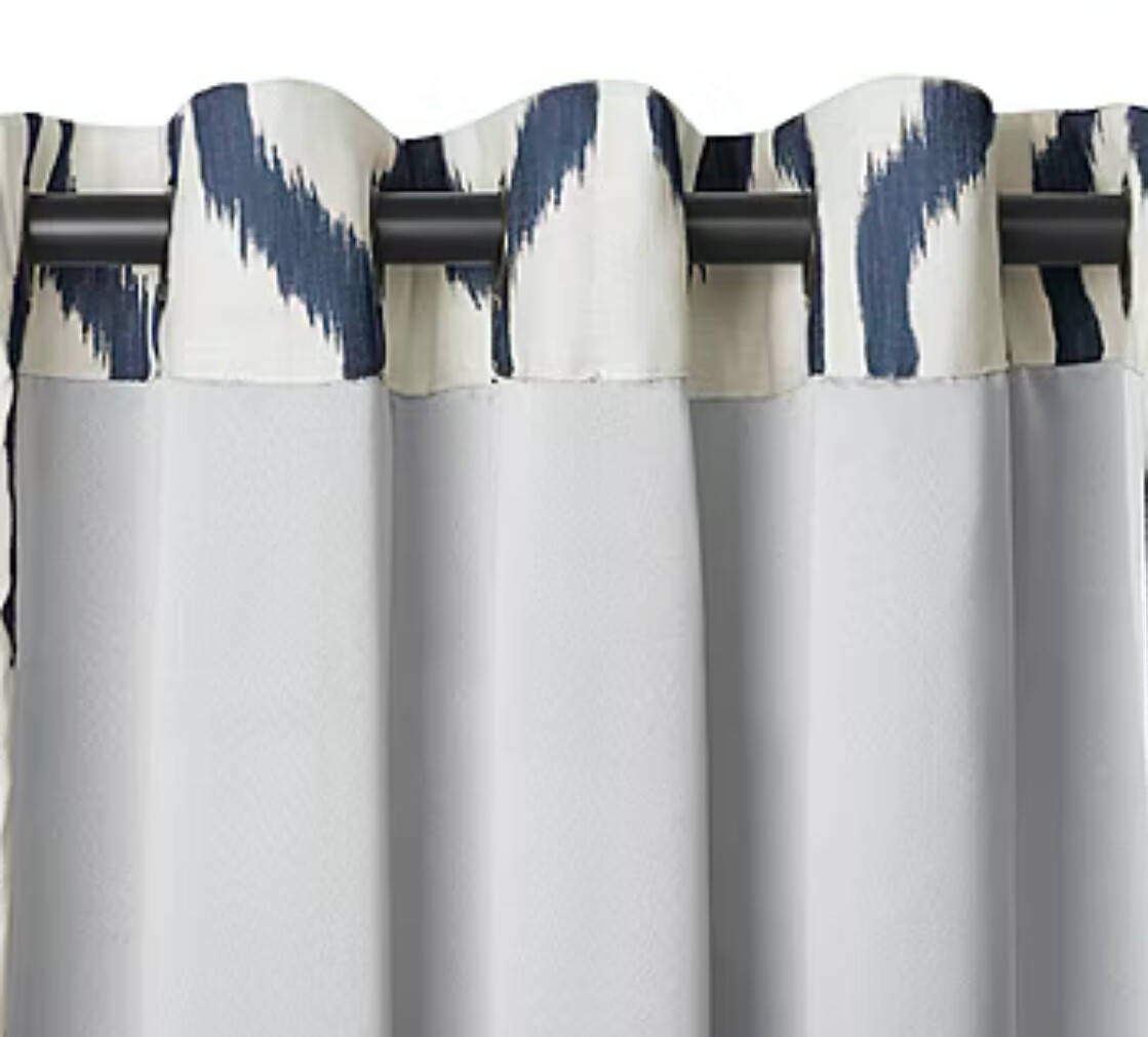 JCP ERLENE RENZO GEO IKAT GROMMET CURTAIN PANEL 50″ X 84″ INDIGO BLUE NEW