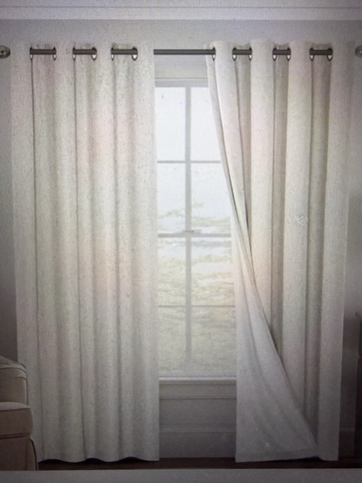 NEW 100% Blackout Faux Linen Panels Ivory 52x84in