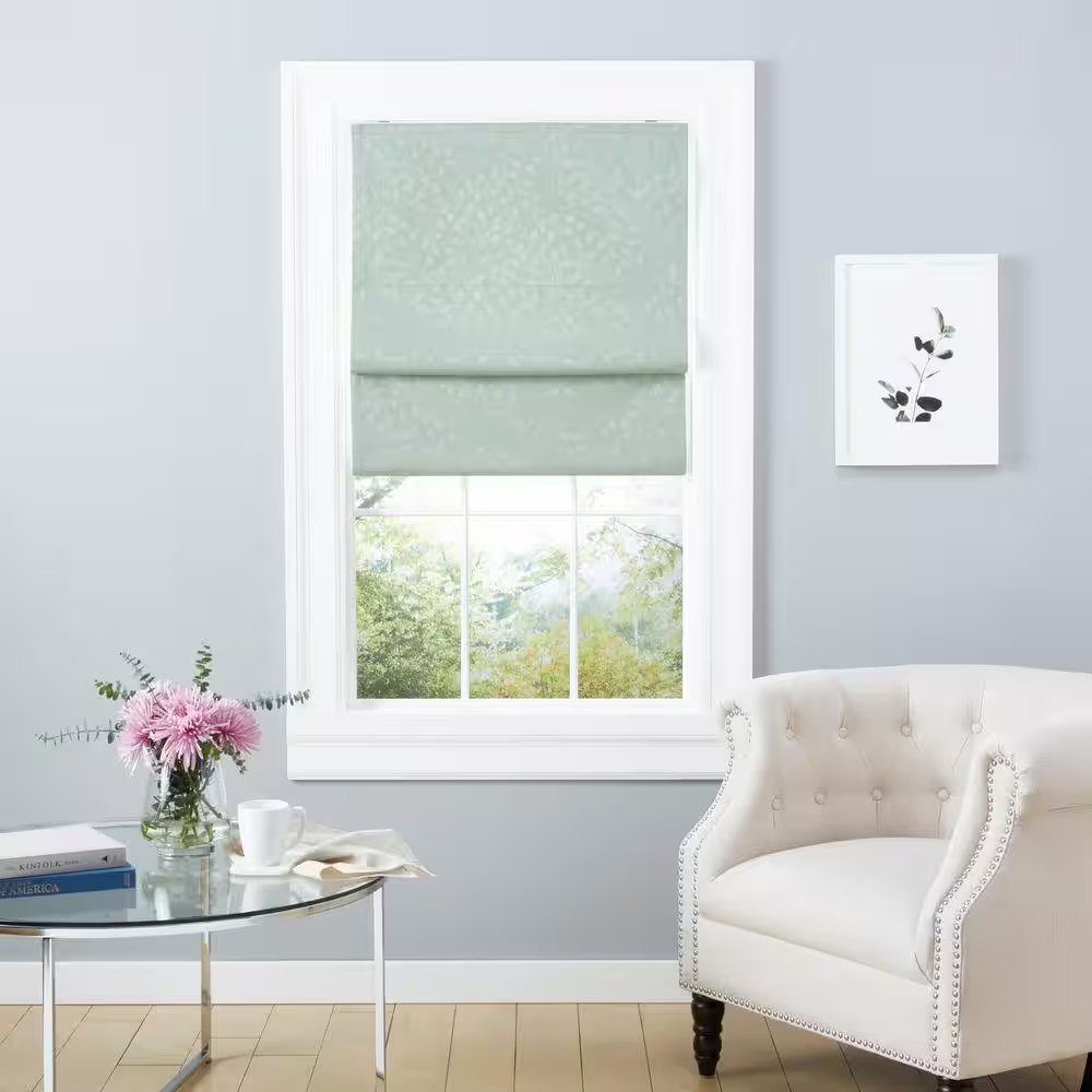Bolan Sage Green Cordless Total Blackout Polyester Roman Shade 27 In. W X 64 In.