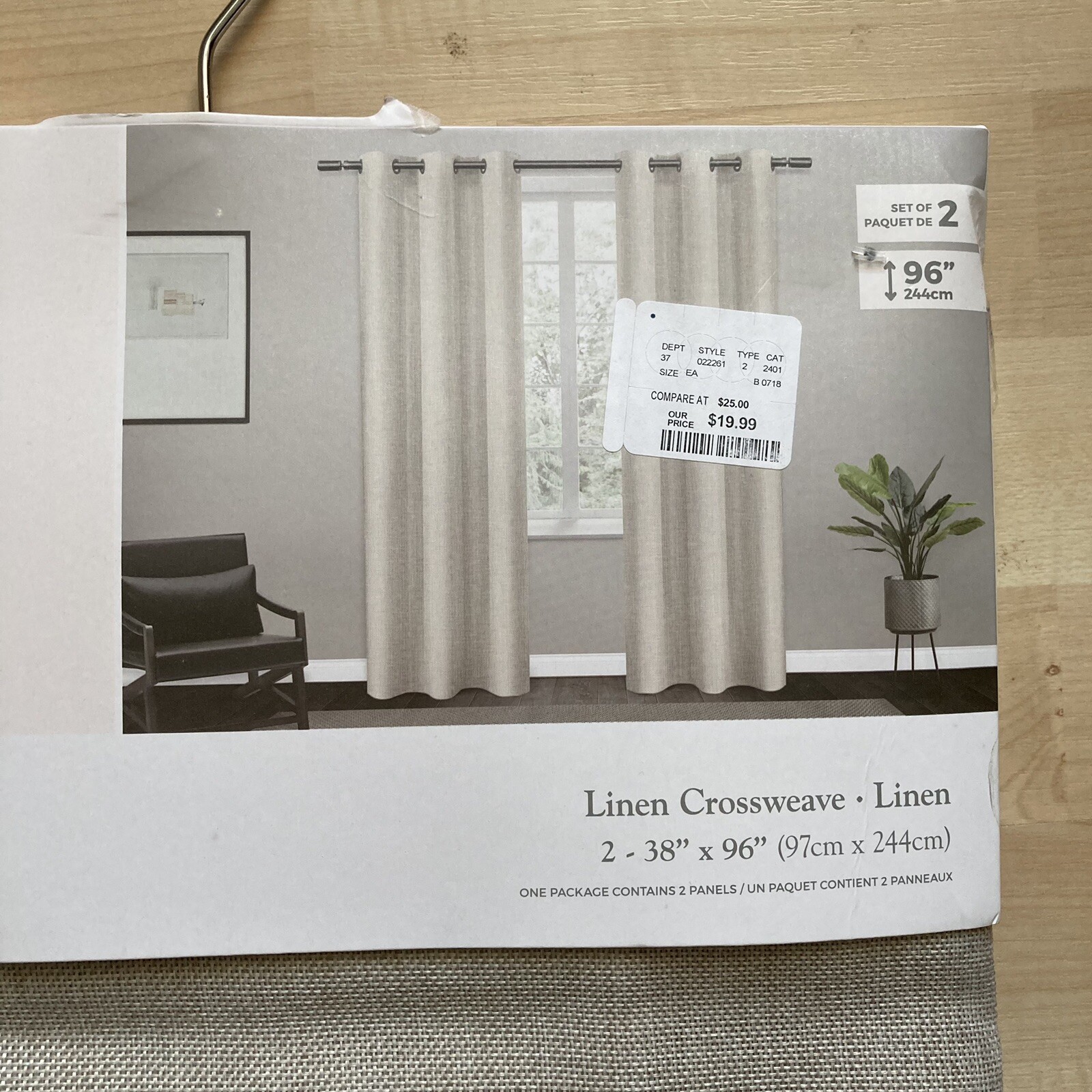 Design Décor Linen Crossweave Curtains Grommet Panels 38”x96″ Set of 2