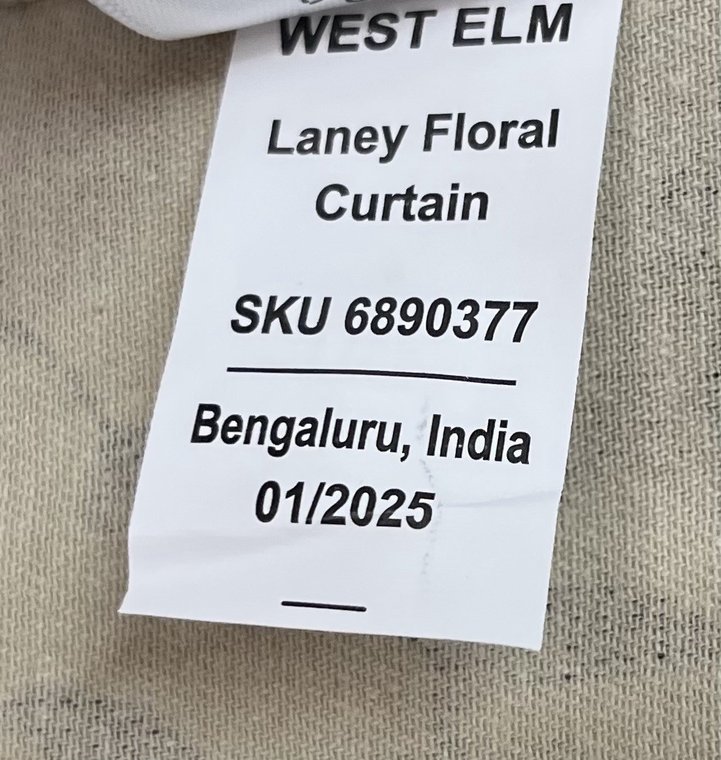 West Elm (1) Laney Floral Curtain Drape 48”x84” Unlined Honey Multi NWOT