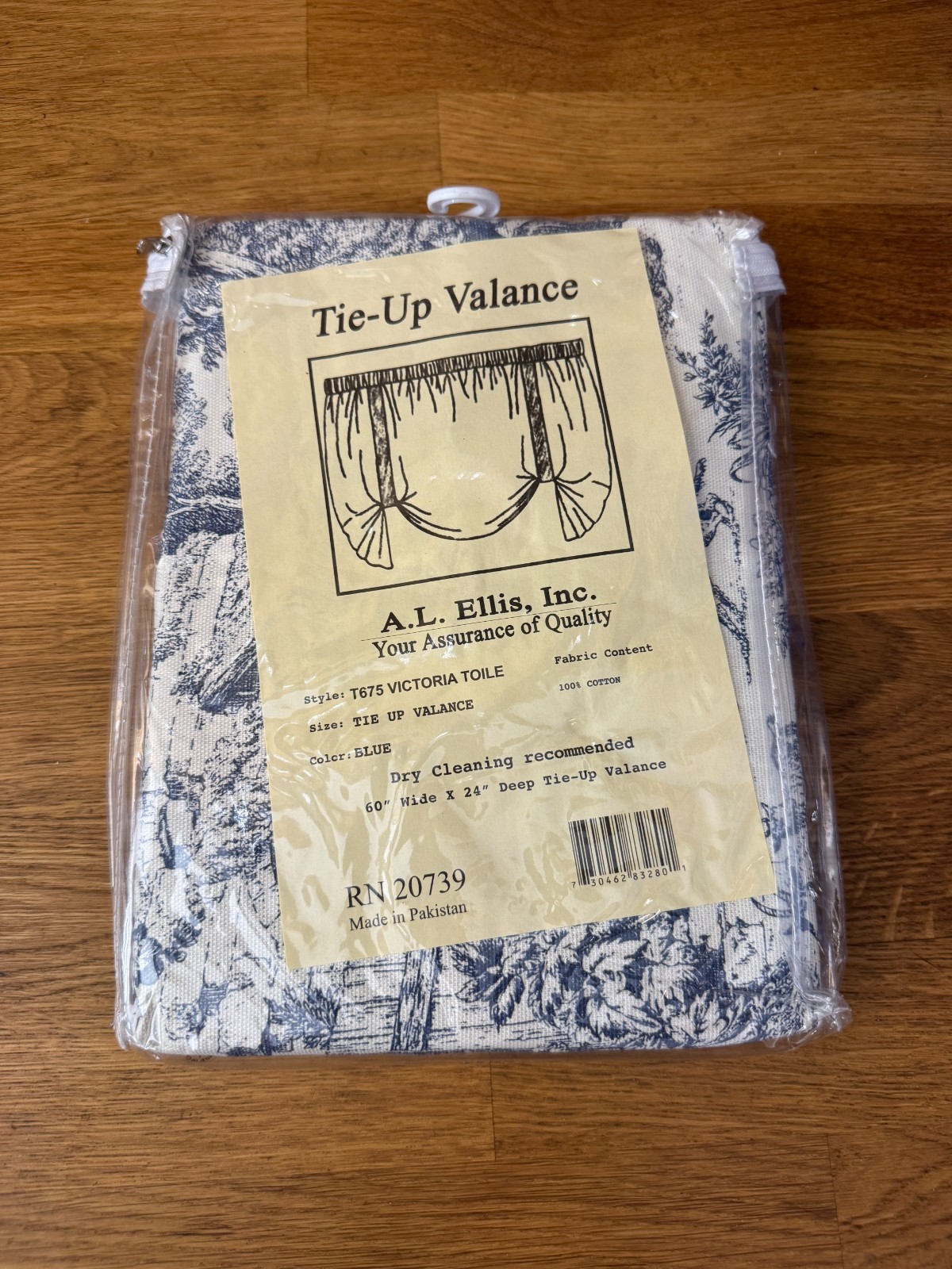 Ellis Curtain Cotton Victoria Park Toile Tie up Valance 2 Looped Ties 60″ X 24″
