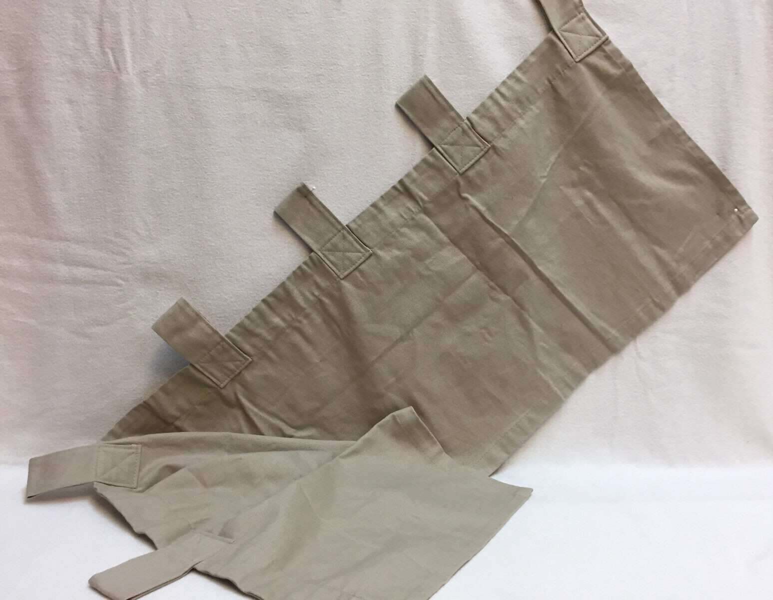 Woolrich Window Valance Beige Tan Brushed Cotton Tab Curtains 52″x 15″ Set of 2