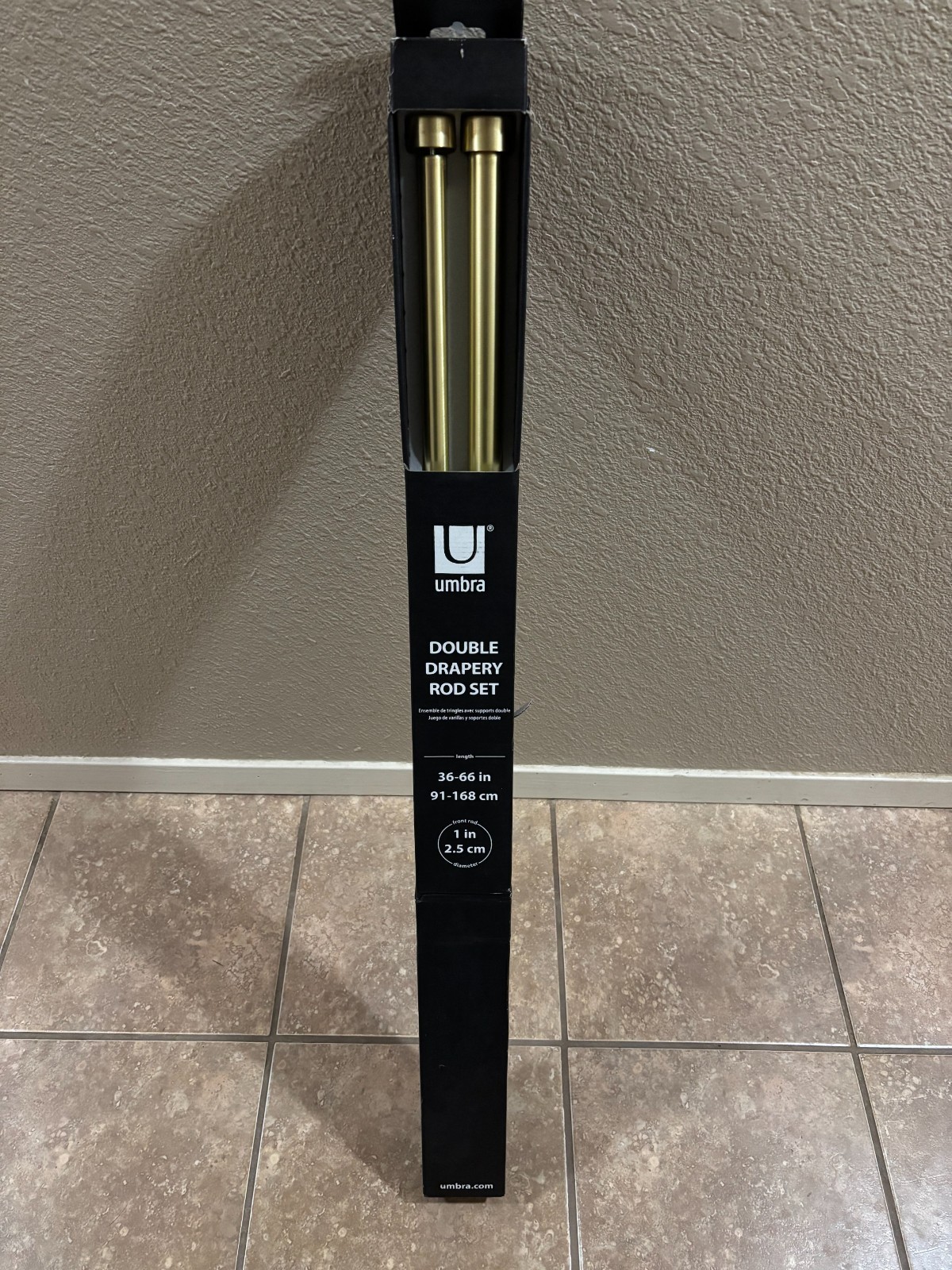 2X Umbra Cappa 1.25 IN 72”To144” Adjustable Curtain Rod – Bronze – 244647-411