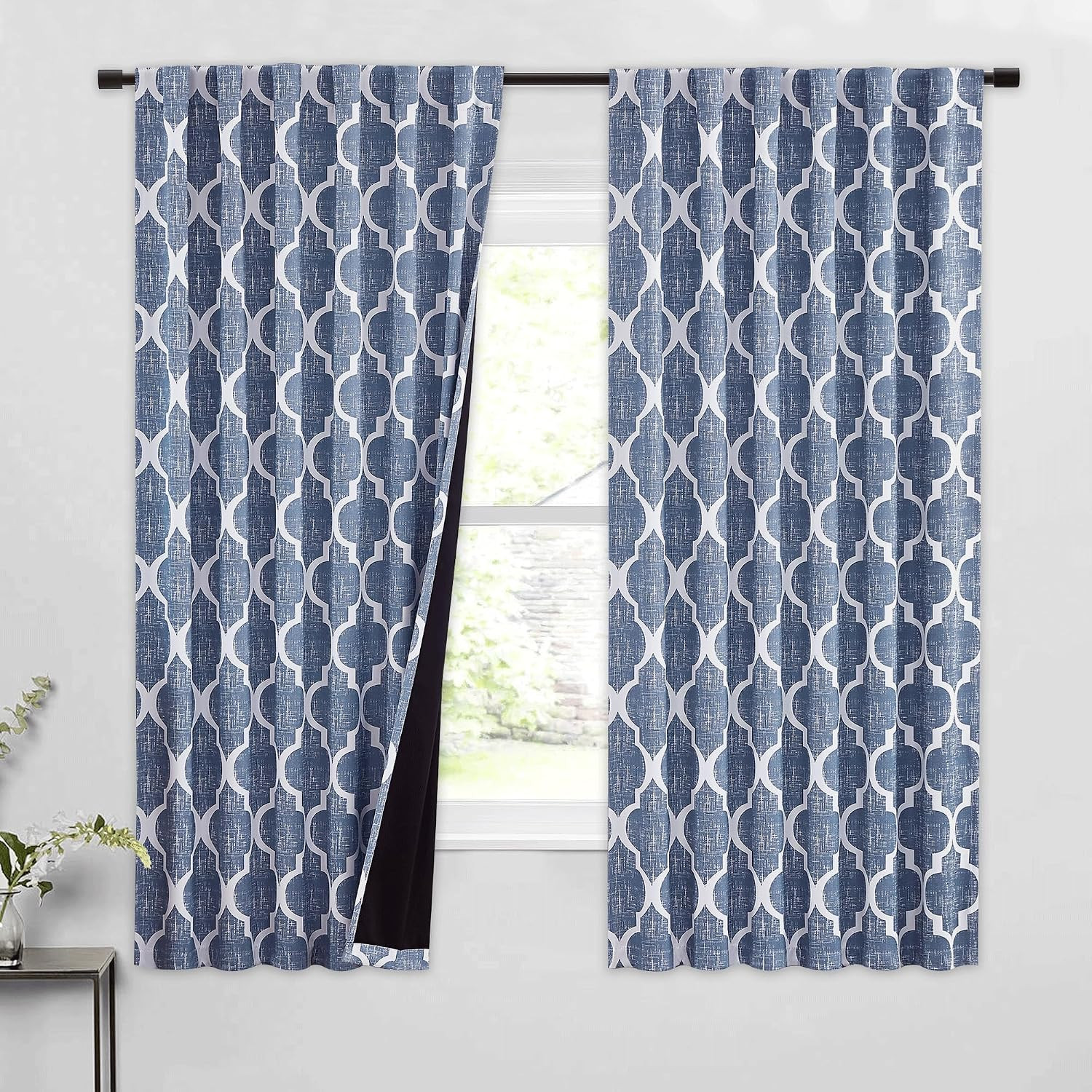 100% Blackout Curtains 84 Inches Long 2 Panels for Bedroom Living Room Blue Grey