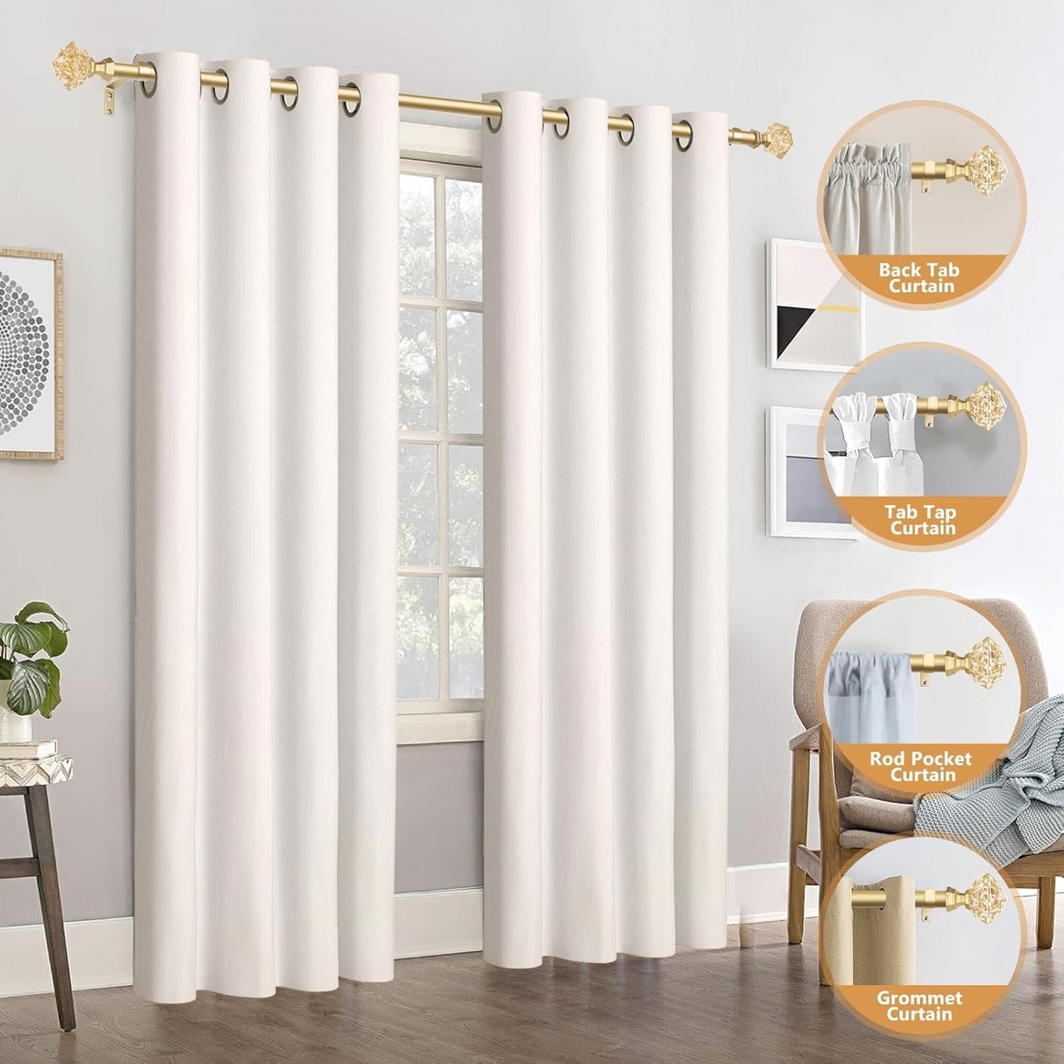 Curtain Rod 32 to 58 Inch2.6 to 4.8 ft, Splicing Adjustable 3/4 Single Rods f…
