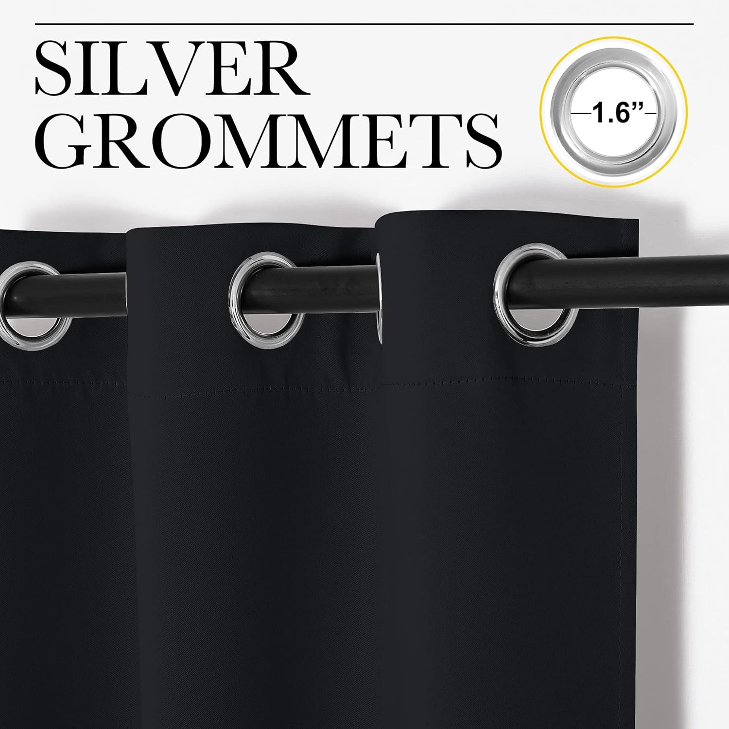 NICETOWN Pitch Black Solid Thermal Insulated Grommet Blackout
