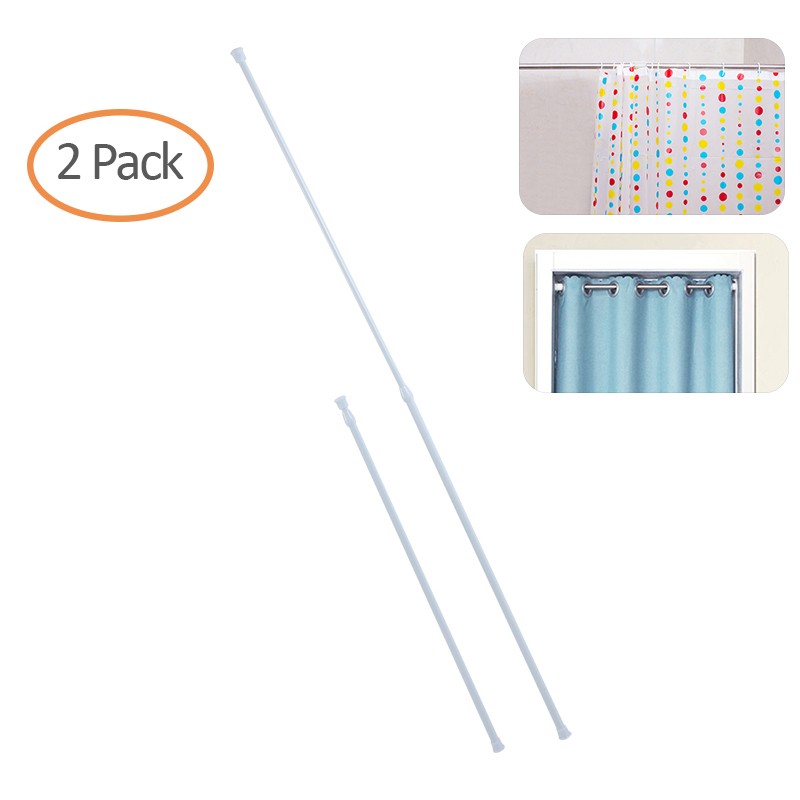 2 Packs Tension Curtain Rod Pole Spring Load Adjustable Heavy-Duty Steel 23″-43″