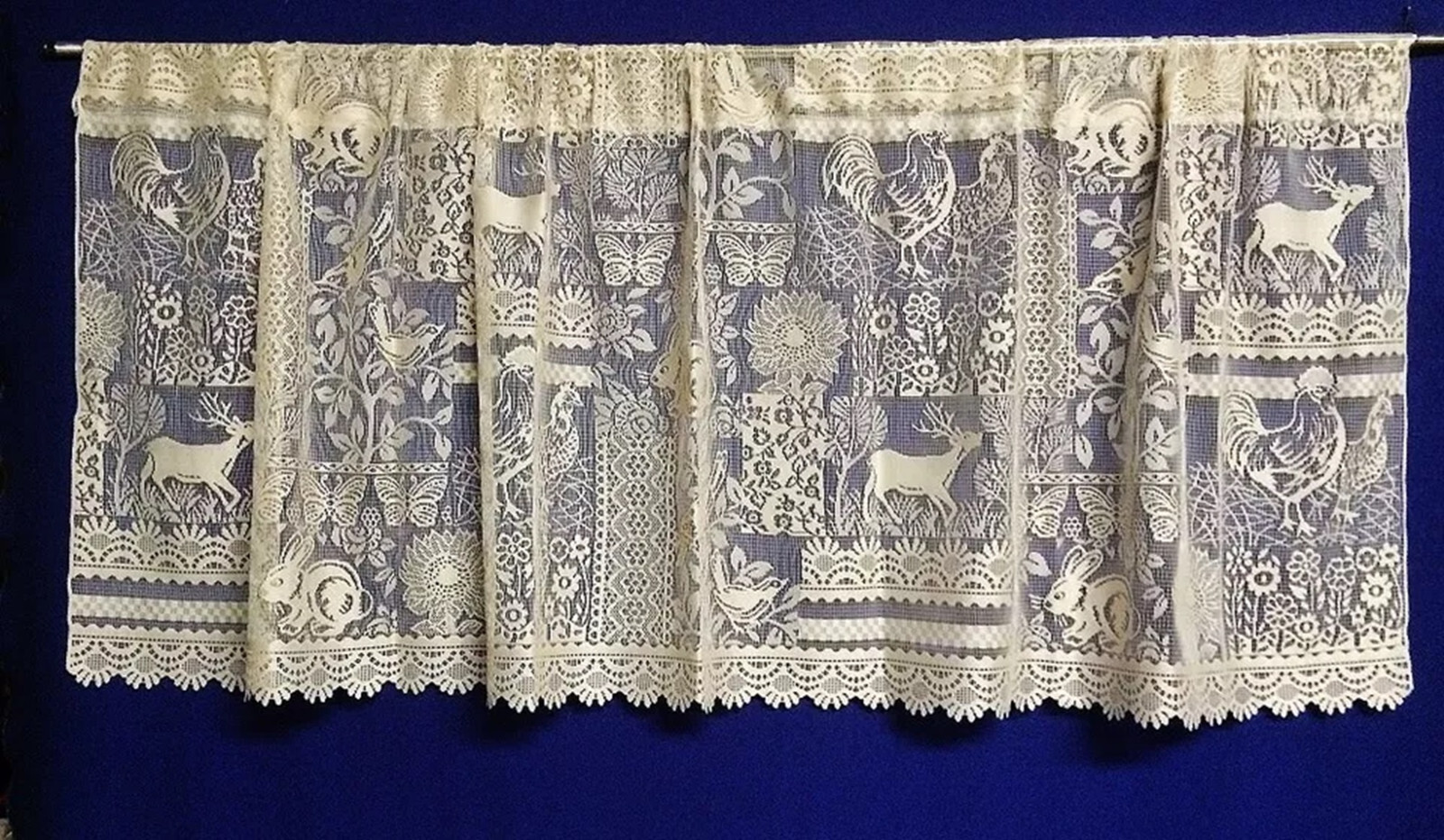 Country Farm Cafe Lace Window Valance Tier 60″ x 23″ Kitchen Den