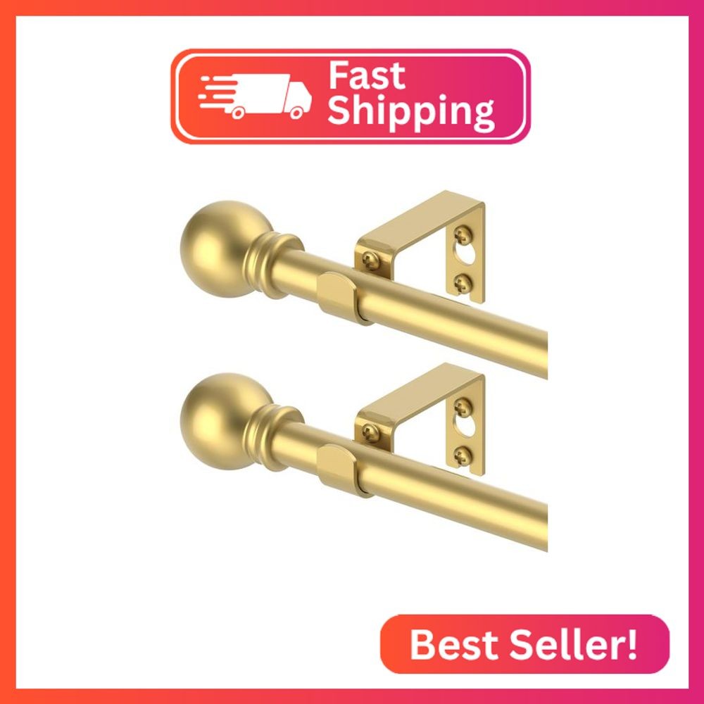GXOACKJ 2 Pack Gold Curtain Rods for windows 32 to 48 inch, 5/8 inch Splicing He