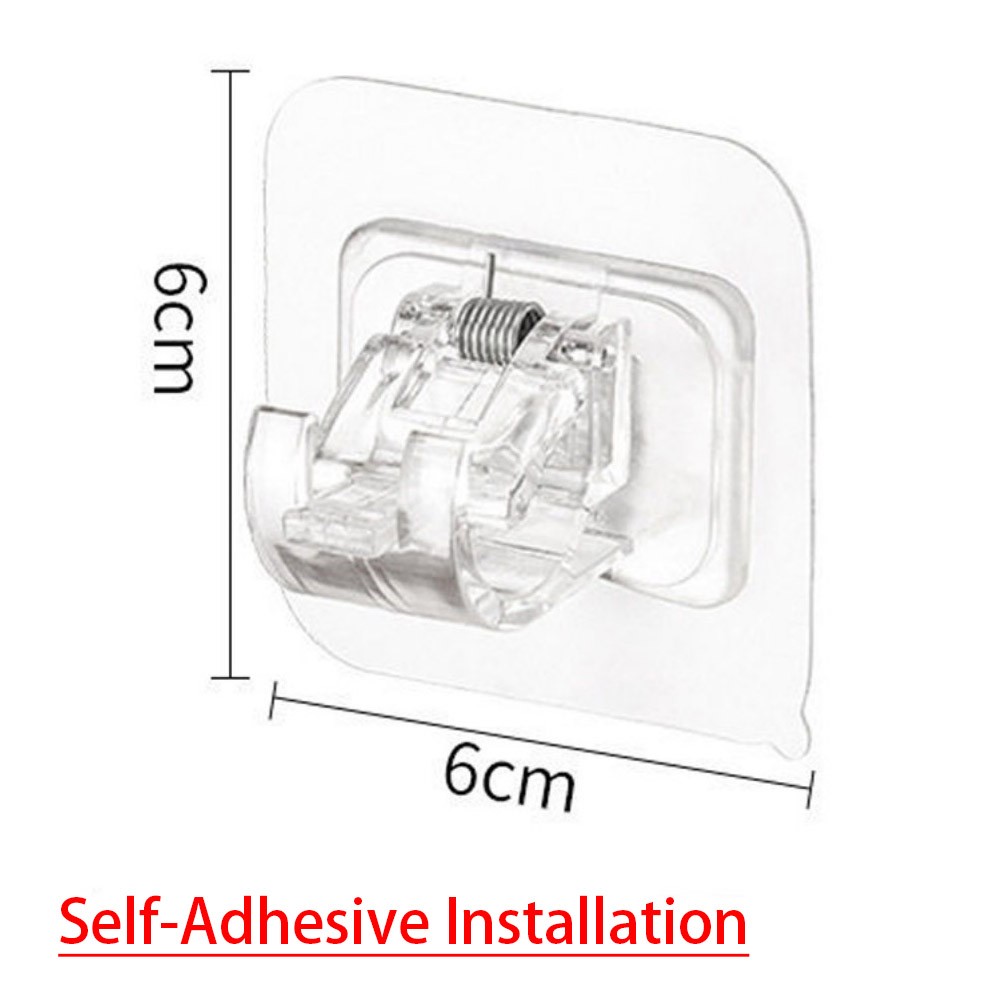 Nail Free Adjustable Curtain Rod Clip Self Adhesive Curtain Holder Hook