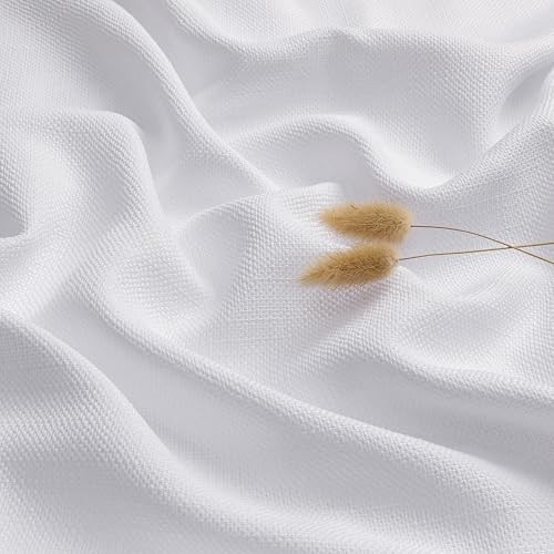 Kitchen Curtains Tier 36 Inch Length 2 Panels, 30″W x 36″L (Pack of 2) White