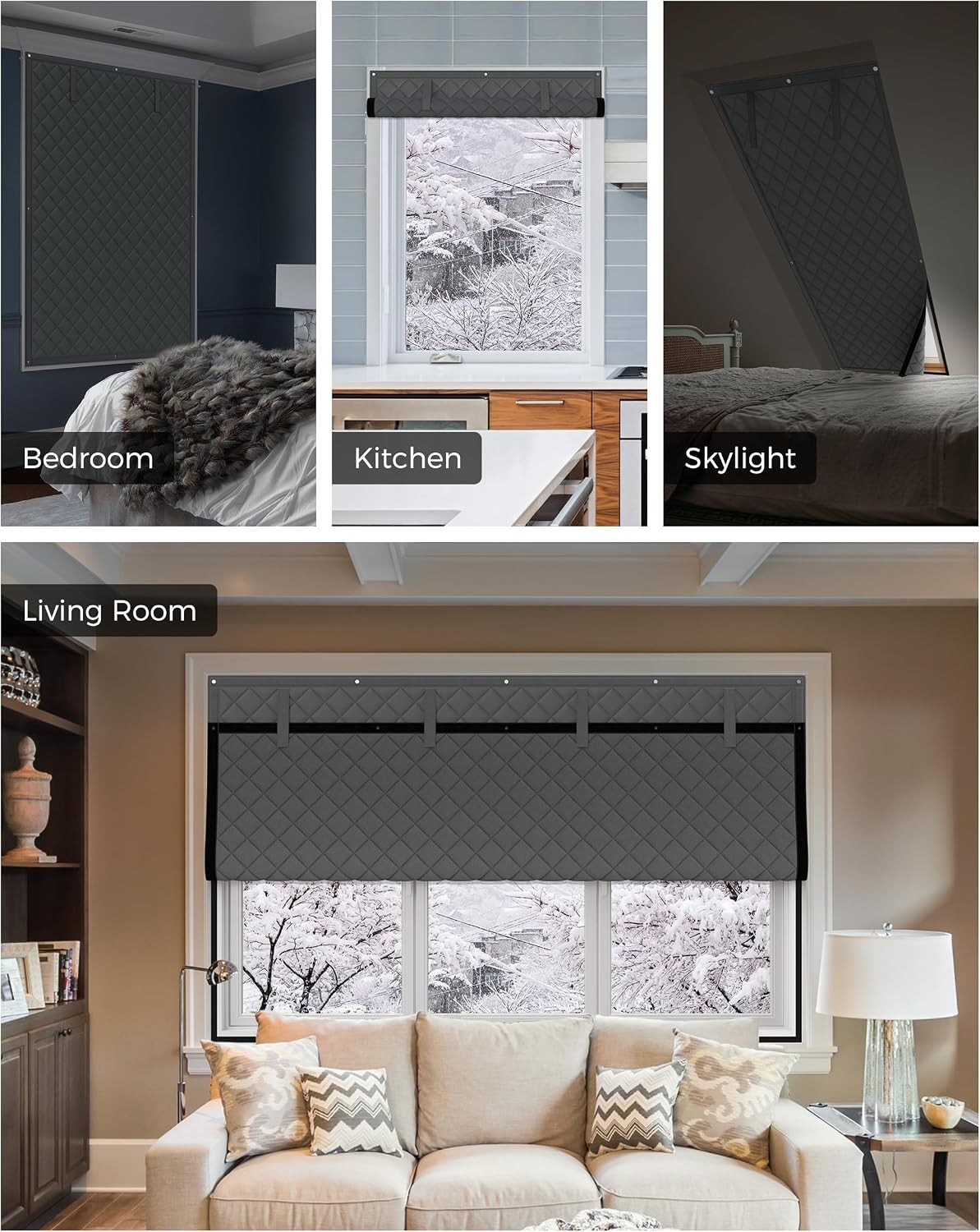 Roll-Up Thermal Insulation Curtains 30×56 Inch – Easy To Install Home Solution