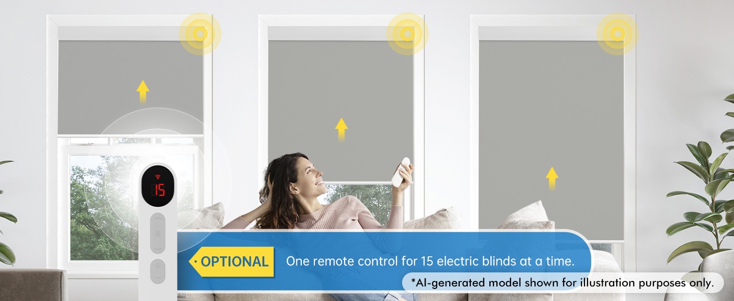Motorized Blinds with Remote,Thermal Electric Blinds【Solar Panel】,Customizable