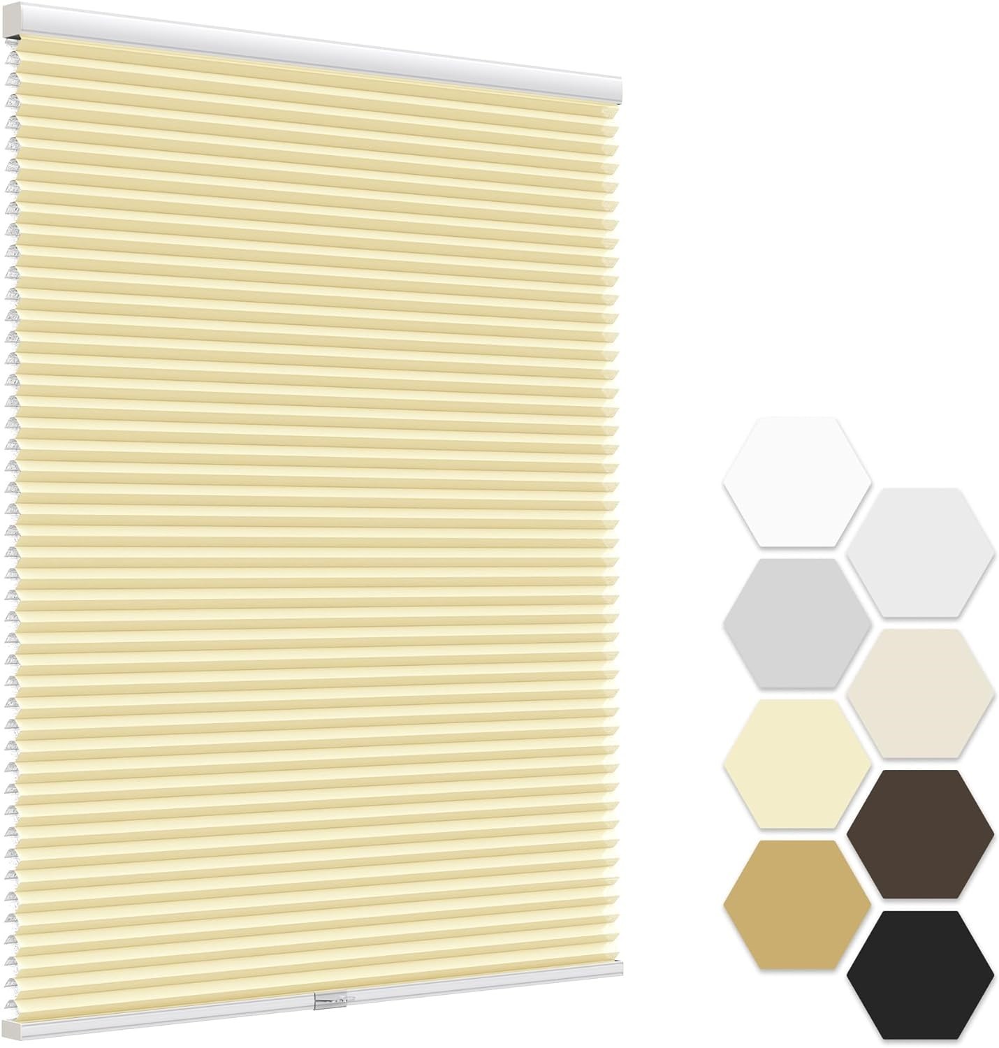 LazBlinds No Tools No Drill Cordless Cellular Shades 36″ W x 72″ H Cream