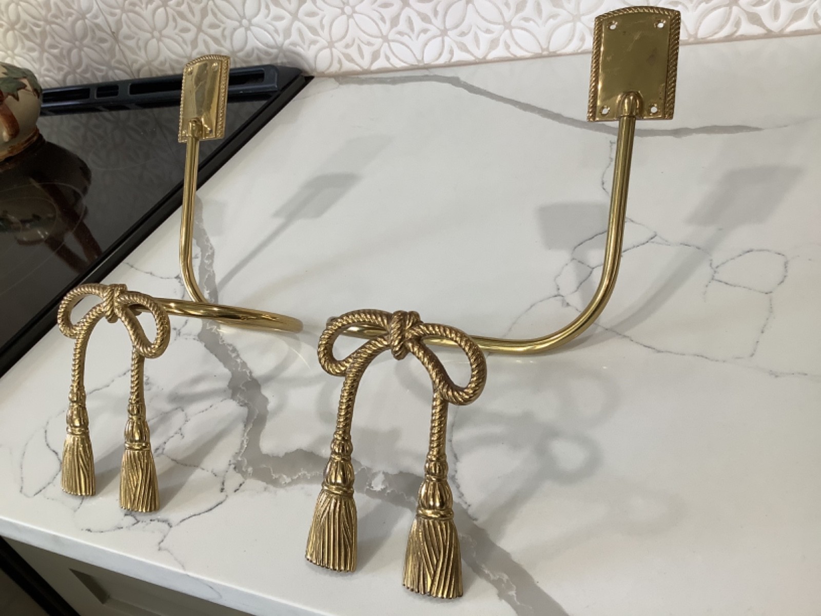 Solid Brass Curtain Tiebacks -Ribbon Bows- Set of 4 Made in India
