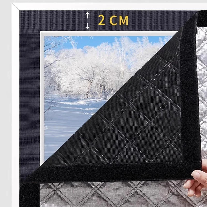 Thermal Insulated Window Curtains Winter Cold Insulation Screen Windproof Plaid