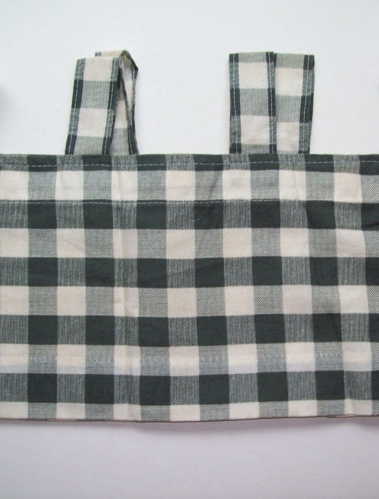 Gingham Tab Top Curtain PANELS AND VALANCES Green/Ivory 40 x 82 TWO PAIRS Sears