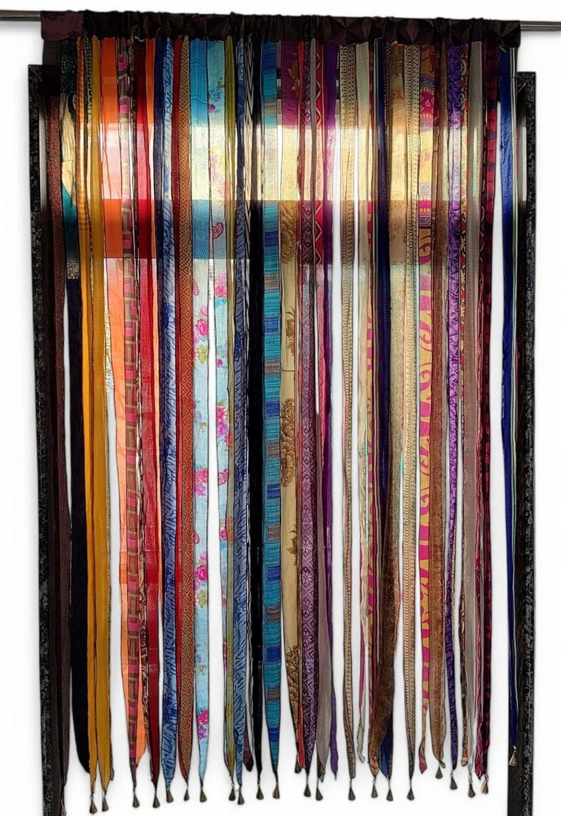 Mango Gifts Old Silk Sari Multicolor Ribbon Doorway Curtain Hippie Bohemian R…