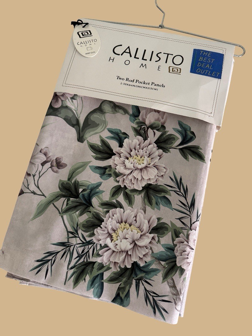 CALLISTO Window Curtains 2 Panels 38 X 84″ Heron Birds Drapers Back Tab Grey