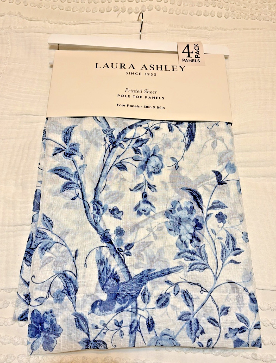 4 Laura Ashley Summer Palace Floral Birds Pole Top Window Panels Curtains 38×84”