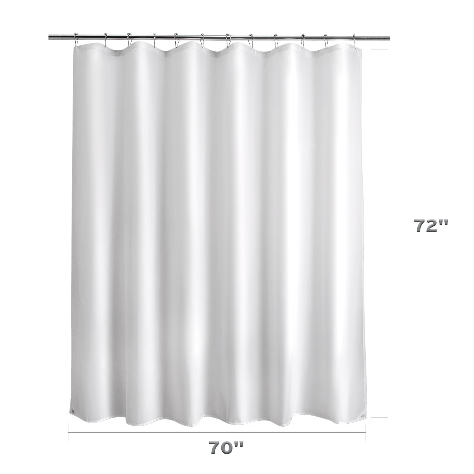 Titanker Waterproof Fabric Shower Curtain 70″W x 72″L (Pack of 1), White