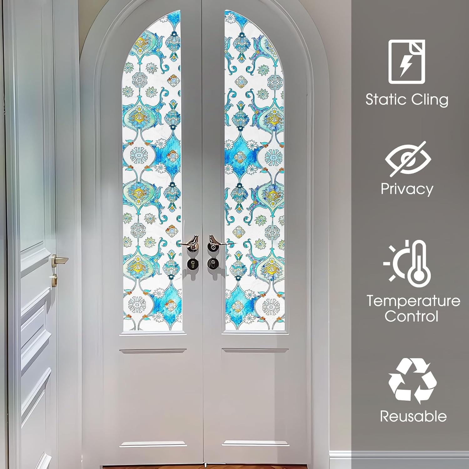 Privacy Film Static Cling Stained Glass Window Film Decorative 17.7×39.4 Inch