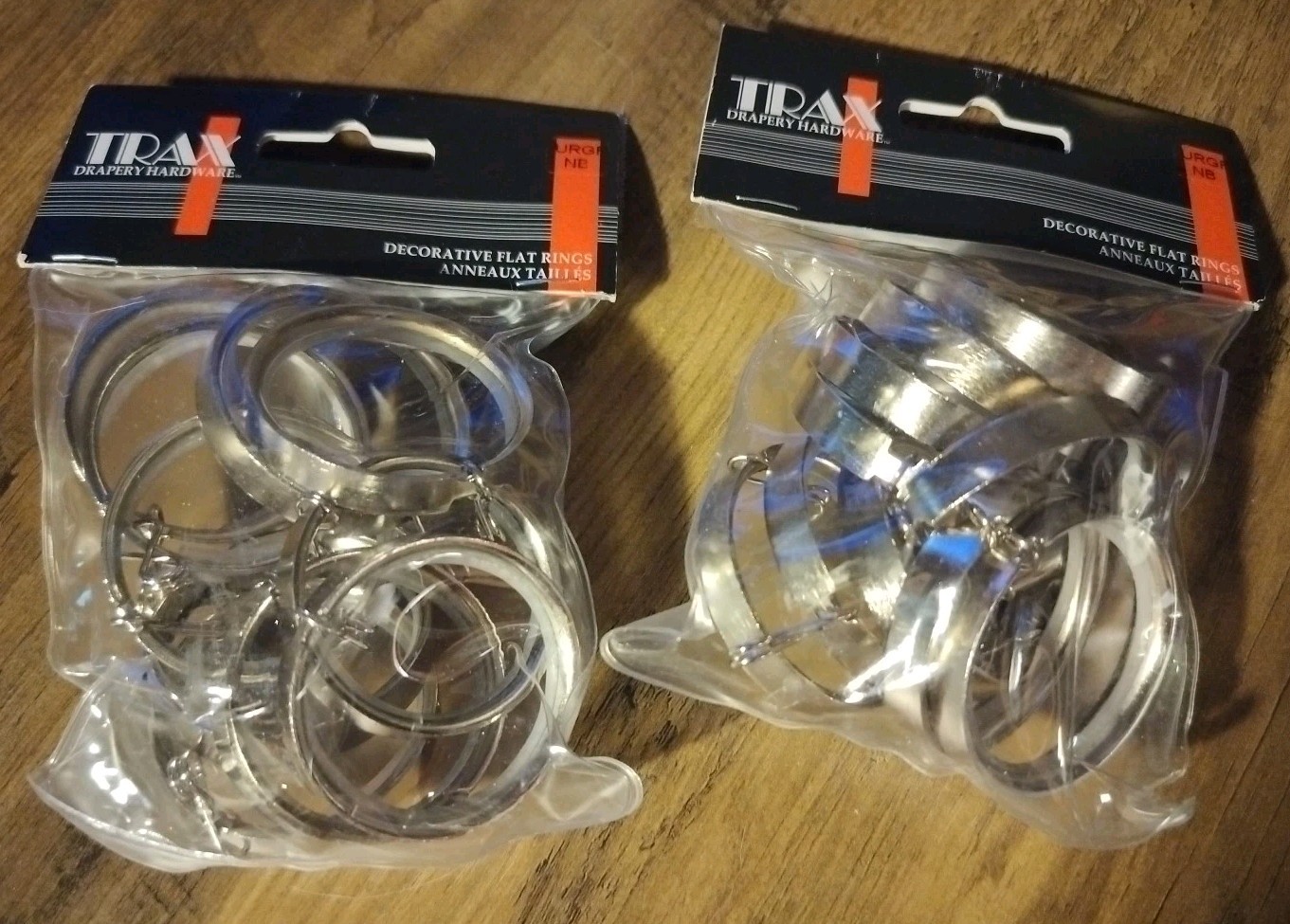(2) Trax Drapery Flat Decorative Rings For 1-1/8″ Drapery Rod 1O/PK URGF Silver