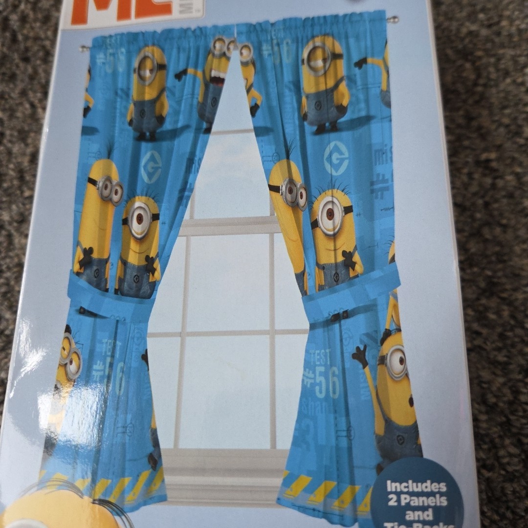 Despicable Me Microfiber Window Curtains Set Of 2 Panels Minions Kids Blue