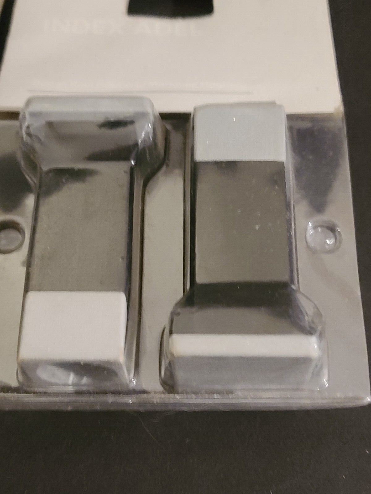 IKEA Index Adel Black/Grey Rectangular Finials for Curtain Rods (2 pair) NIP