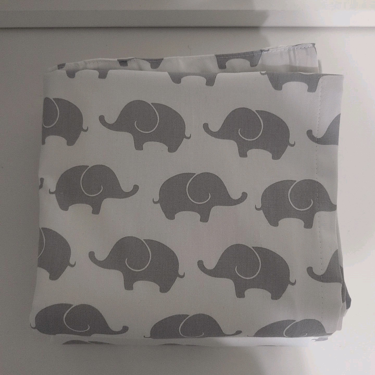 Elephant Blackout Window Drapes Panels Gray White Two 84×42″ Panels Baby Nursery