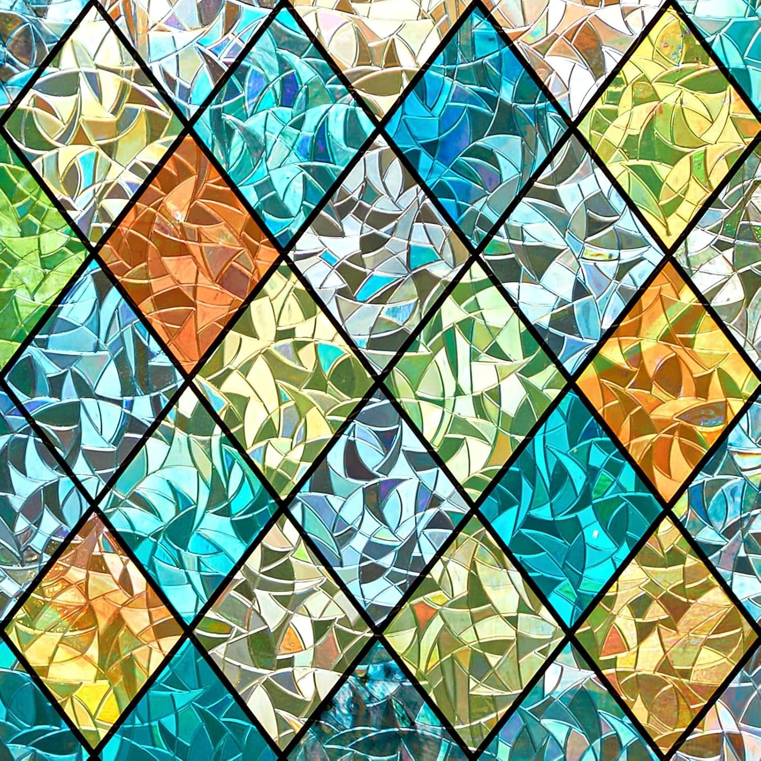 Window Privacy Film Stained Glass Decorative Window Cling 3D Static C…