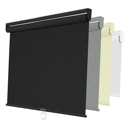 out Roller Shades for Windows, Striped Pattern Cordless Pull 20″W x 72″H Black