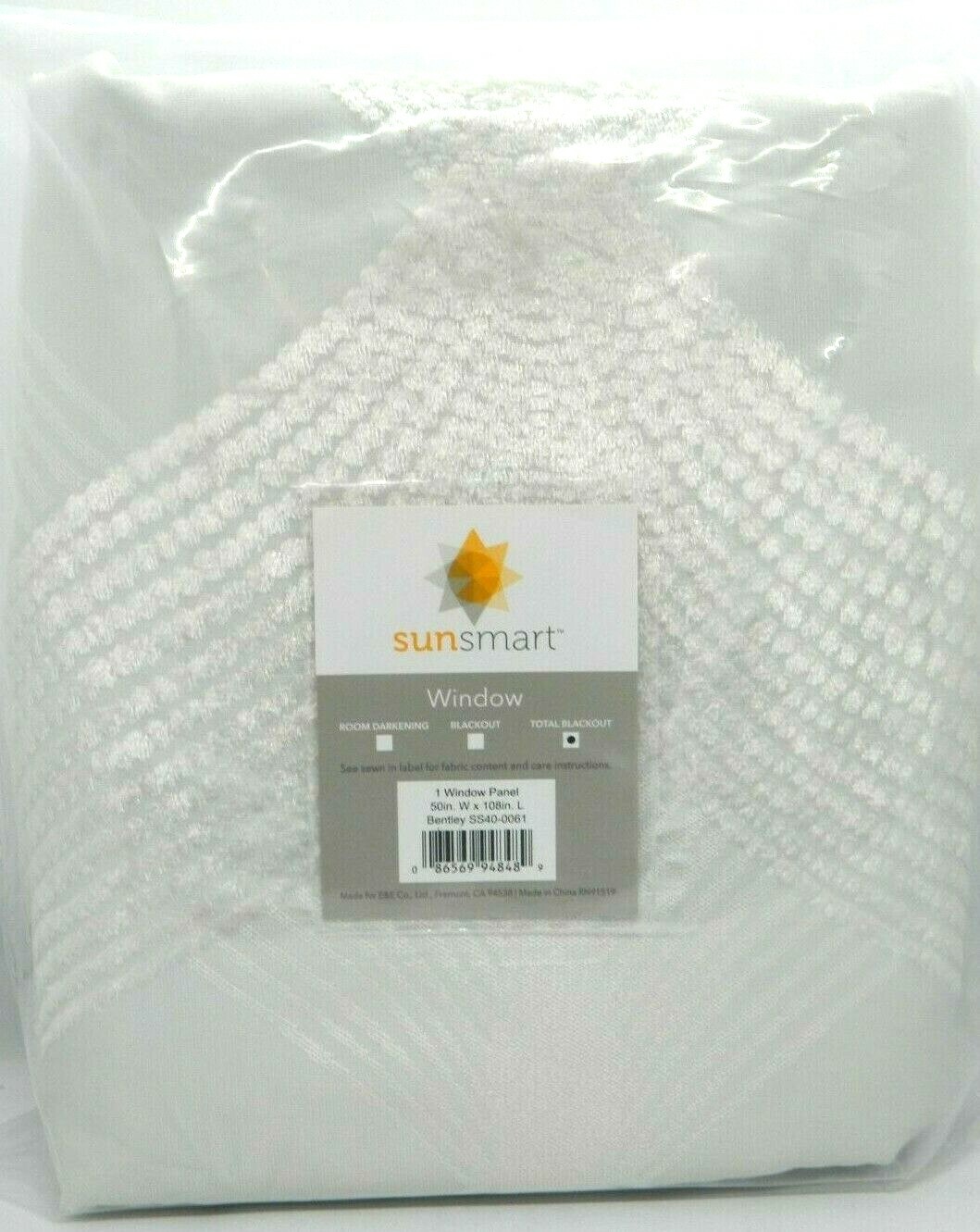 Sunsmart 108″ x 50″ Byron Ogee Knitted Jacquard Blackout 1 Curtain Panel Ivory