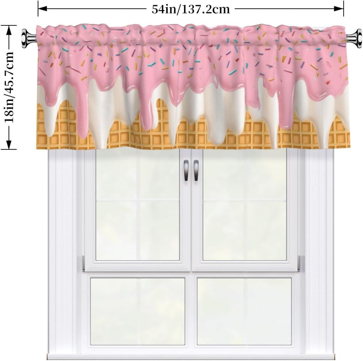 Cream Valance Curtain Short Window Valance for Kitchen Bathroom Bedroom Living R