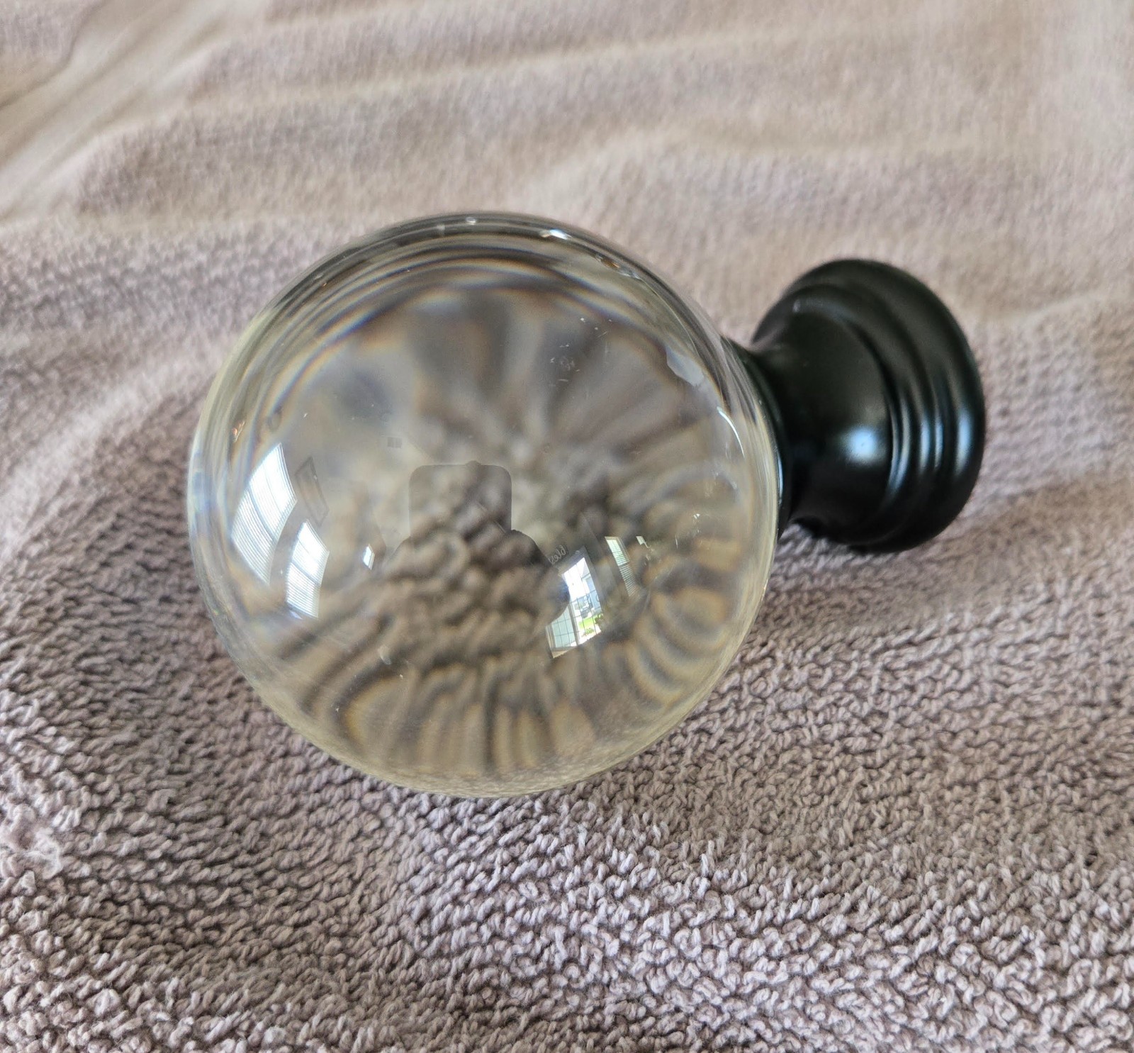 BED BATH & BEYOND BRONZE CRYSTAL ROUND FINIALS for 1 1/4″ CURTAIN ROD-SET OF 4