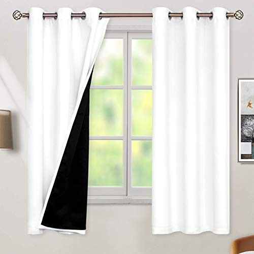 Blackout Curtains 63 Inch Long – Black Out 42″W x 63″L (Pack of 2) White