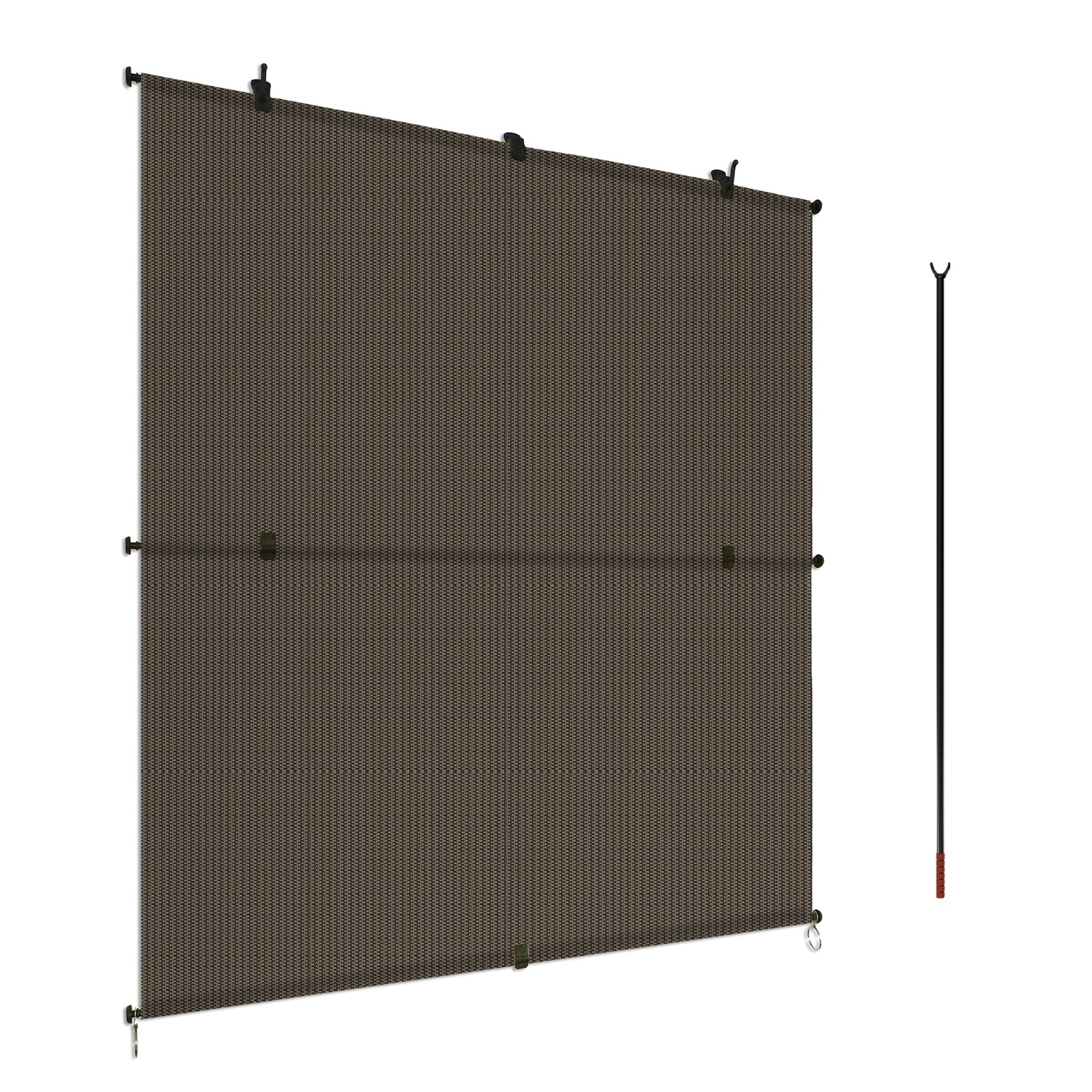 Outdoor Sunshade Roller Shades Roll up Shade Exterior Patio Curtain Blinds Brown