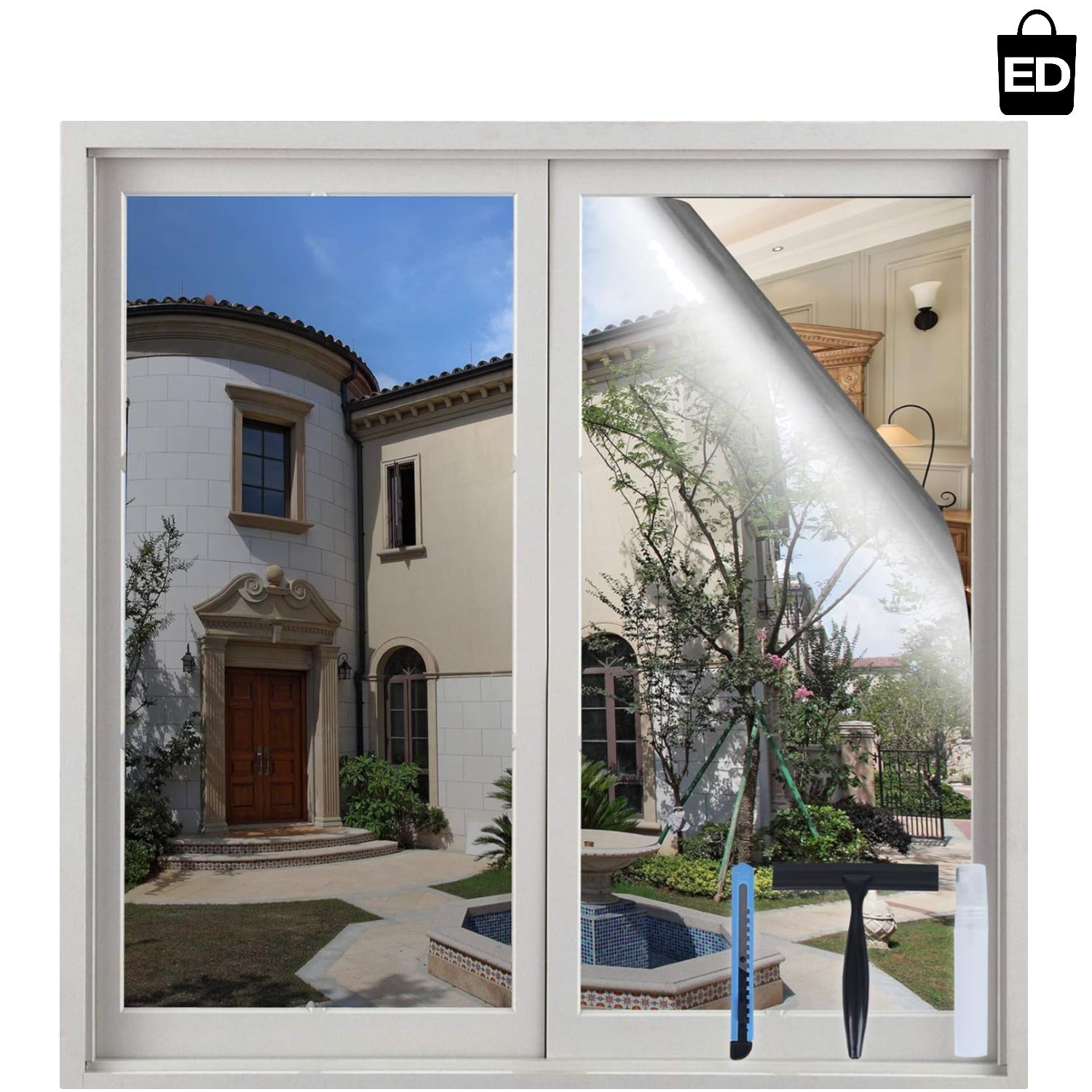 One Way Window Privacy Film 17.5 x 78.7 Inches with 99% UV Protection – Silver
