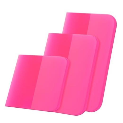 Trinkrittey 3 Pcs Pink Car TPU Rubber Squeegee, Anti-Scratch for PPF, Vinyl