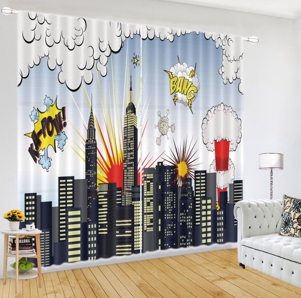 Abstract Style 3D Curtain Blockout Drapes Fabric Photo Printing Window Decor