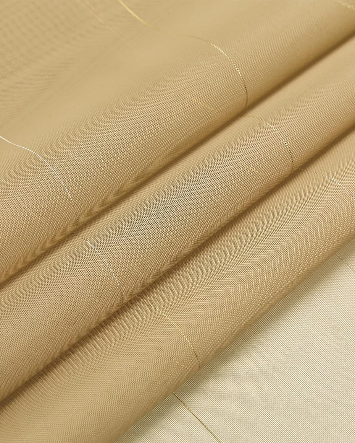 Foil Stripe Gold Sheer Curtains 84 Inches Length 2 Panels with Grommets 52 Inche