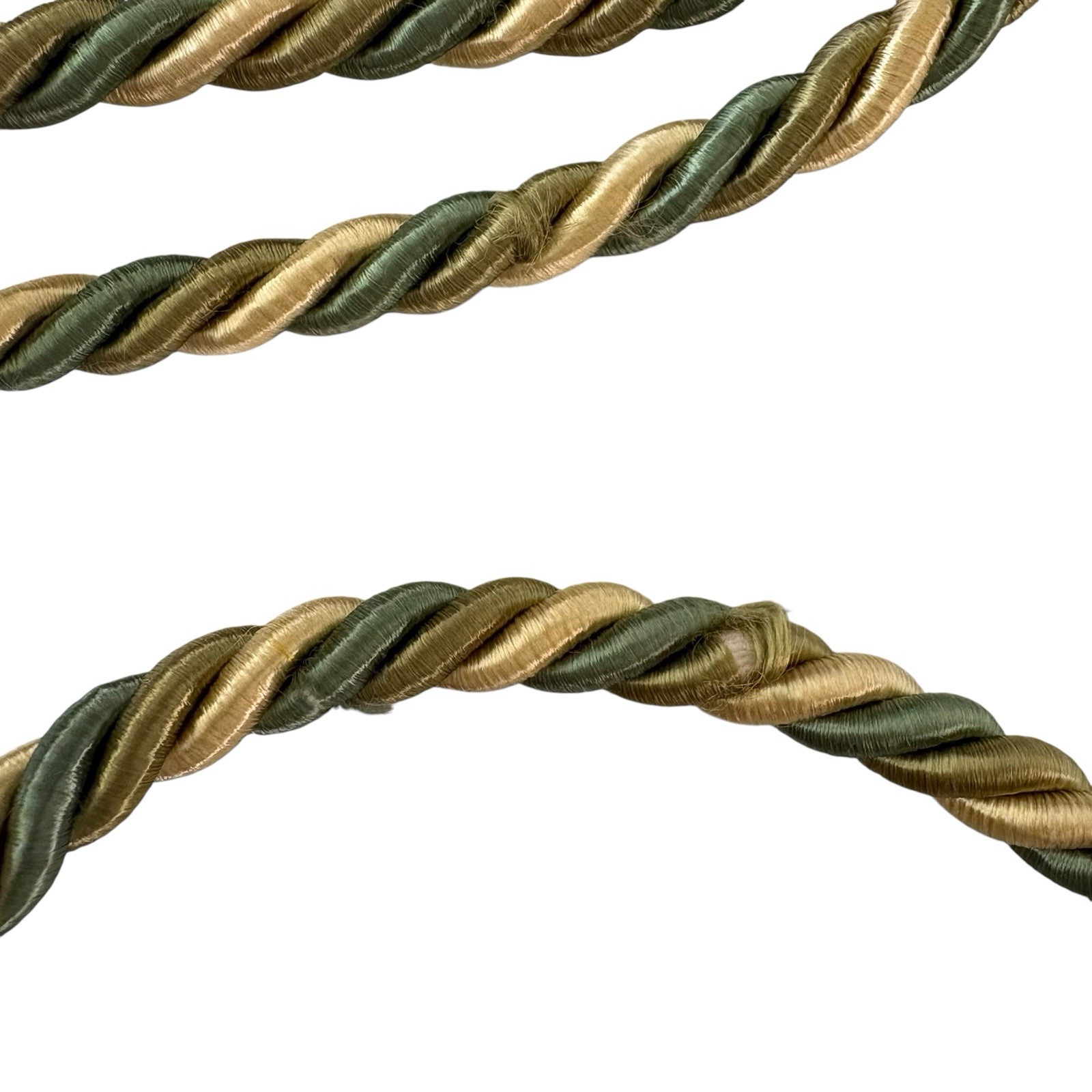 2 Decopro Drapery Curtain Tiebacks Green & Gold Woven Braided Knot Tassels