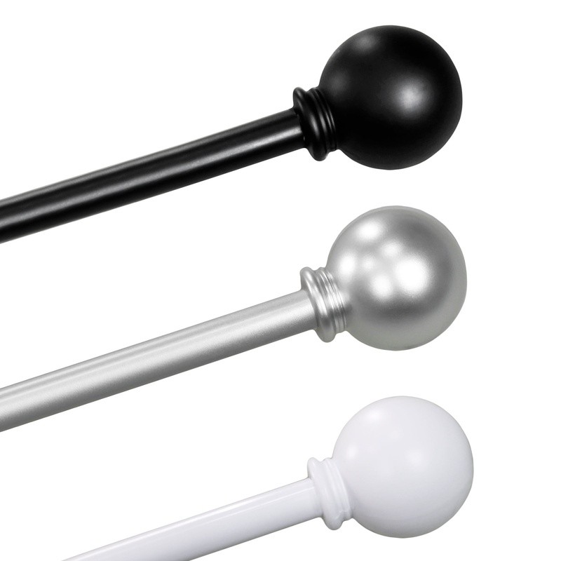1/2 Inch Ball Curtain Rod Set Adjustable 48 to 84 Inch Steel Hardware Included