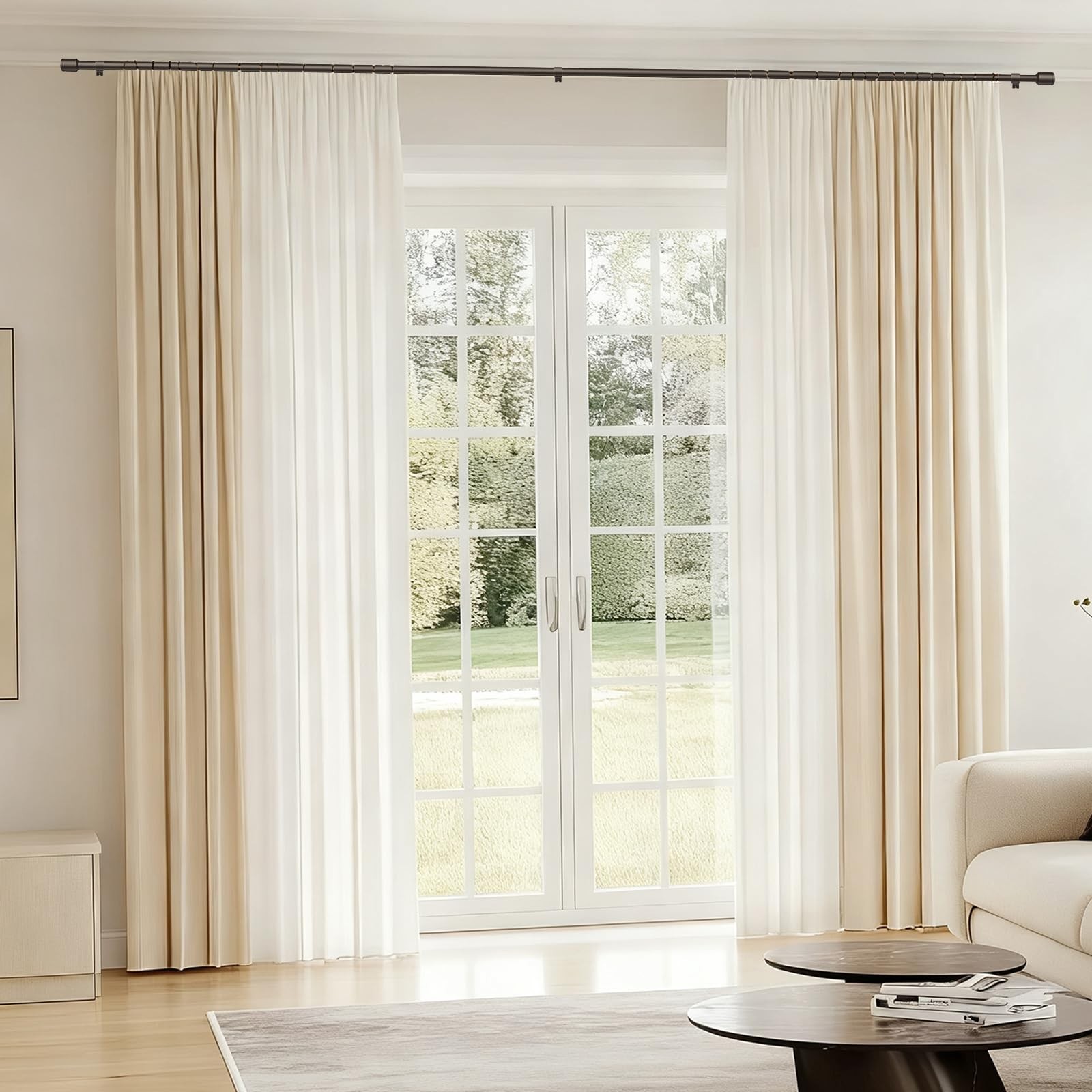 Adjustable 5/8″ Curtain Rods 30-90″ for Windows, Antique Bronze, 2 Pack with Bra
