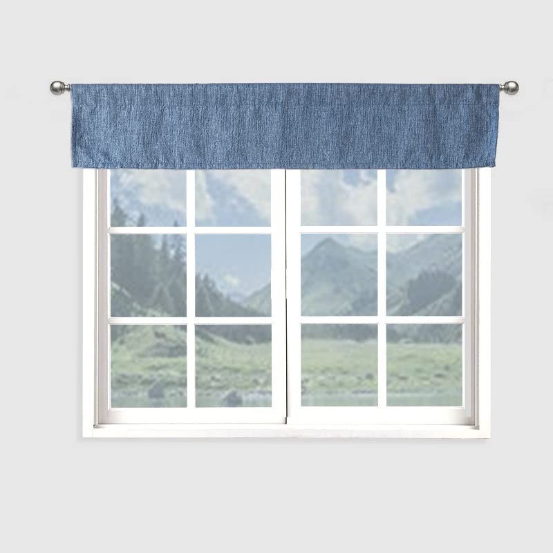 10 Inch Valance for Window Toppers,Linen 52″W x 10″L (Pack of 1) Denim Blue