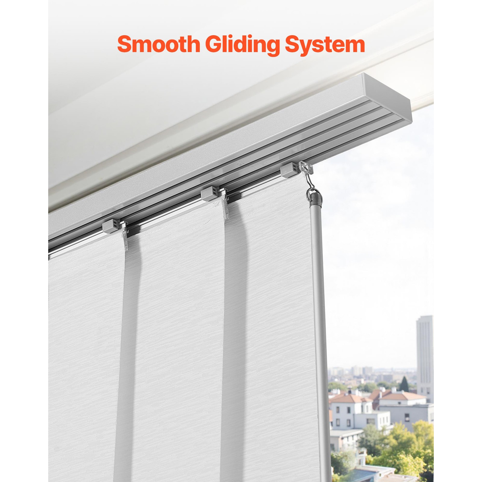 Panel Track Blinds Extendable Track from 45.8 in to 86 in W Trimmable White