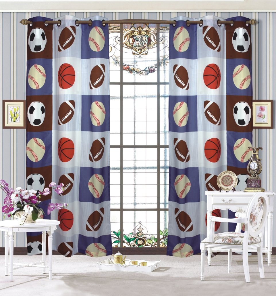 2 Panel Curtain Set with Grommet New (Blue Sports)